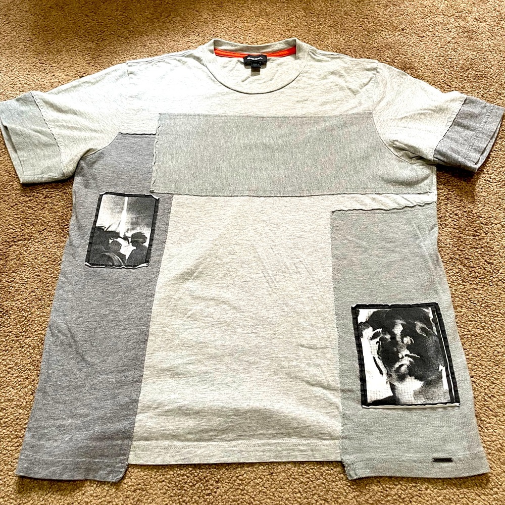 AMAZING MIXED MEDIA APPLIQUÉ HEAVYWEIGHT DIESEL T-SHIRT SIZE MEDIUM VERY UNIQUE